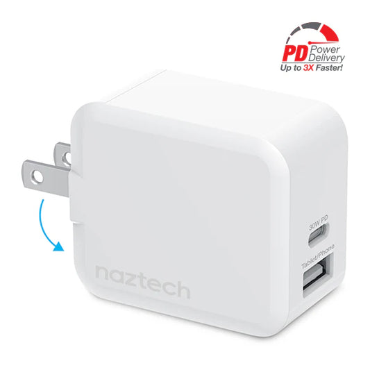 30W USB-C PD + 12W USB Fast Wall Charger | White