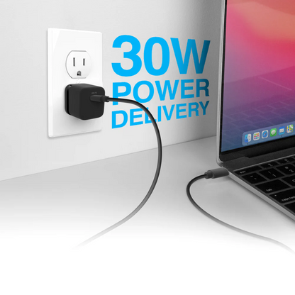 30W USB-C PD FAST WALL CHARGER | 6FT USB-C CABLE | BLACK