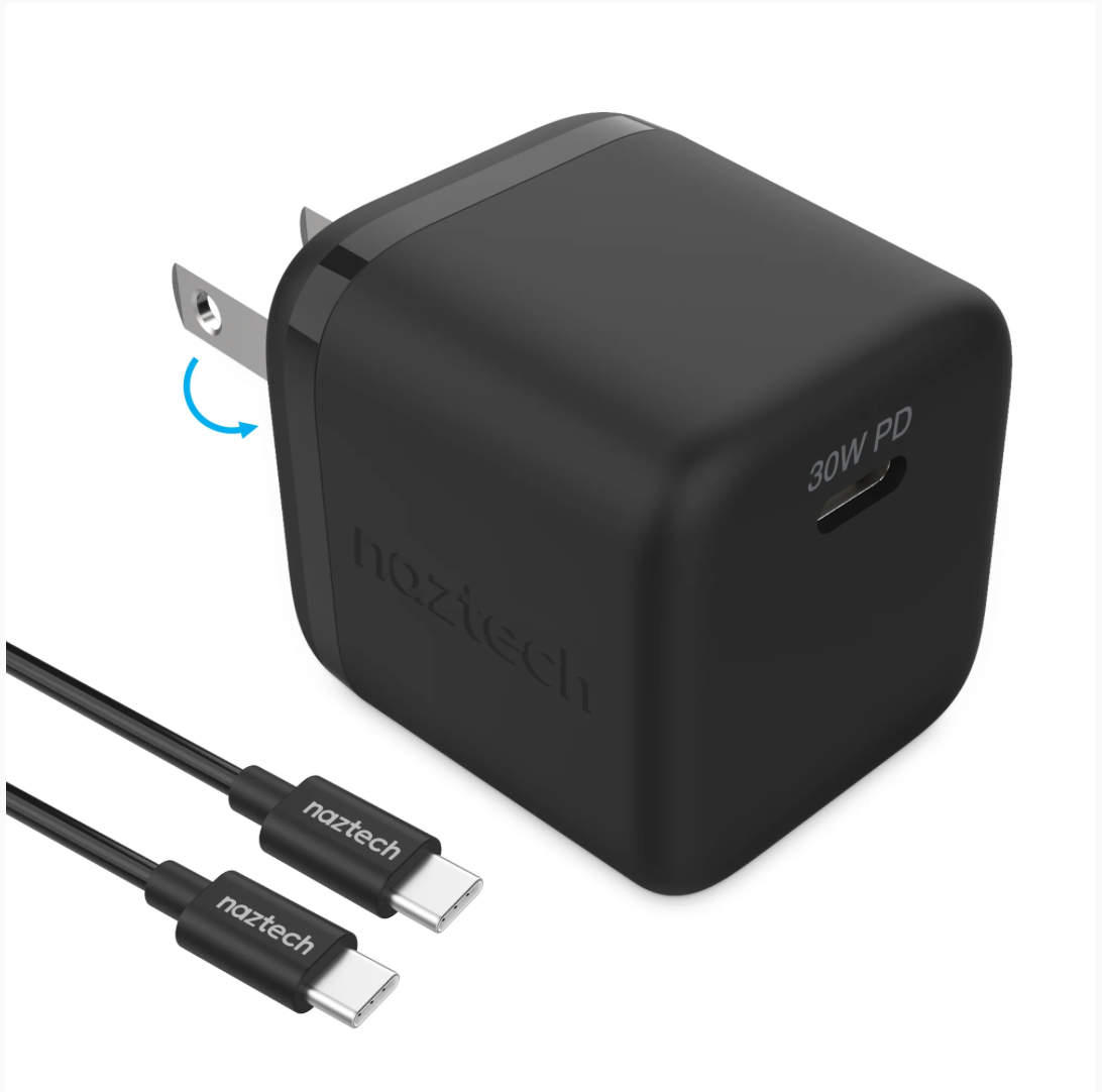 30W USB-C PD FAST WALL CHARGER | 6FT USB-C CABLE | BLACK